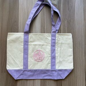 Trader Joe’s viral Cream and Lavender Canvas Tote Bag